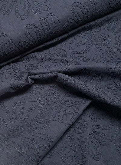 navy blue - tone on tone - embroidery cotton