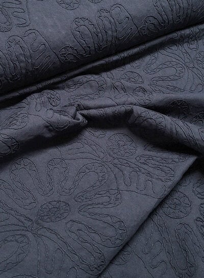 navy blue - tone on tone - embroidery cotton