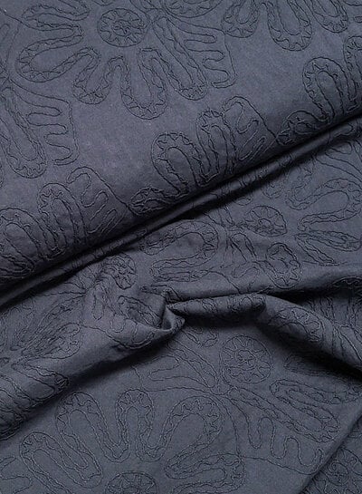 navy blue - tone on tone - embroidery cotton