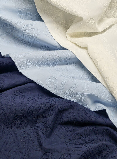 marineblauw - ton sur ton - embroidery katoen