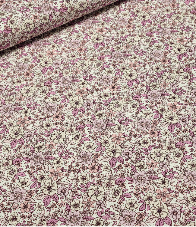 roze bloemetjes  - prachtig katoentje