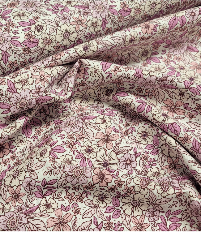 roze bloemetjes  - prachtig katoentje