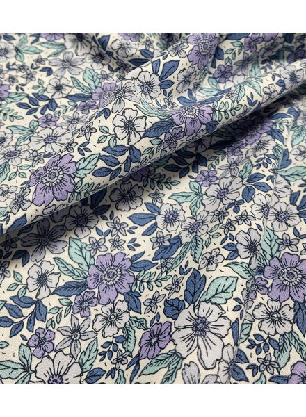 blauwe bloemetjes  - prachtig katoentje