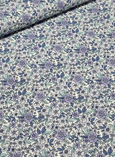 blue flowers - beautiful cotton