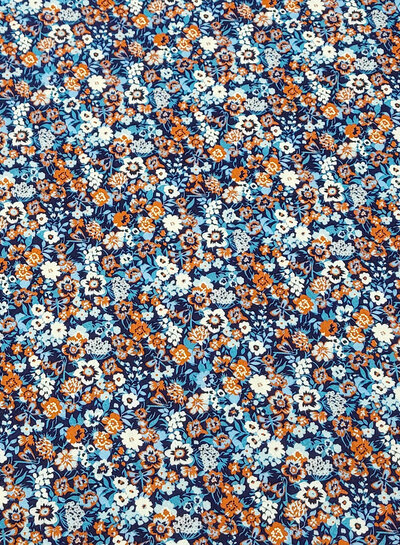 roest en blauwe bloemetjes  - prachtig katoentje