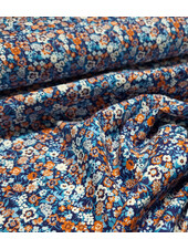 rust and blue flowers - beautiful cotton