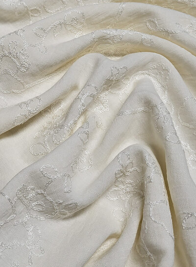 off-white - linen look tone-on-tone embroidery