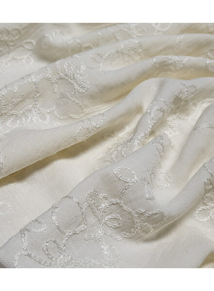 off-white - linen look tone-on-tone embroidery