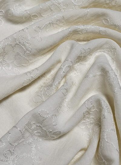 off-white - linen look tone-on-tone embroidery