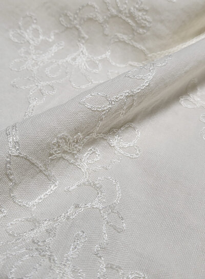 off-white - linen look tone-on-tone embroidery