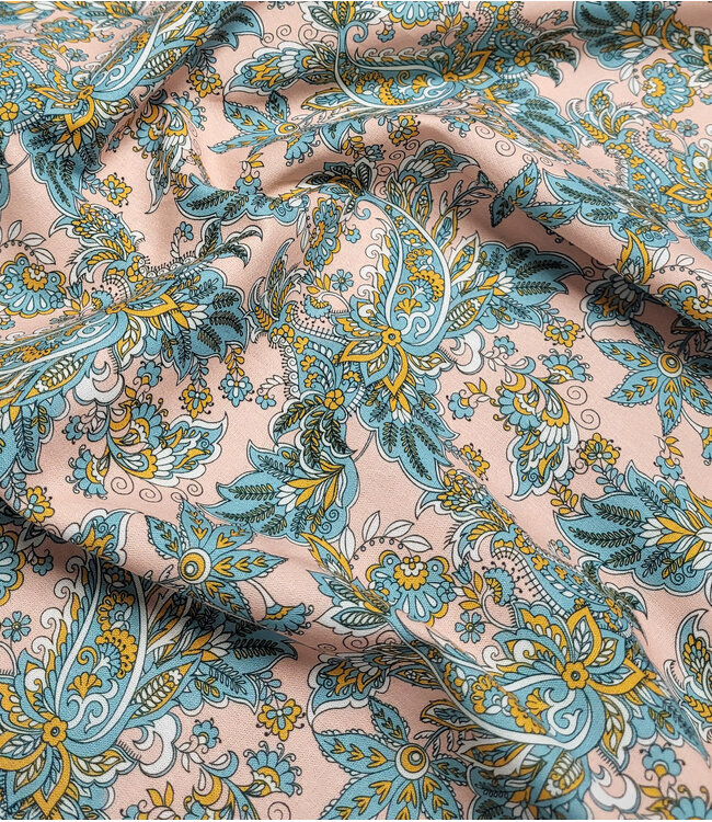 paisly print - zalmroze prachtig katoentje