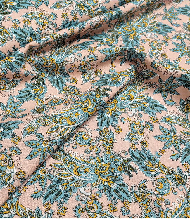 paisly print - zalmroze prachtig katoentje