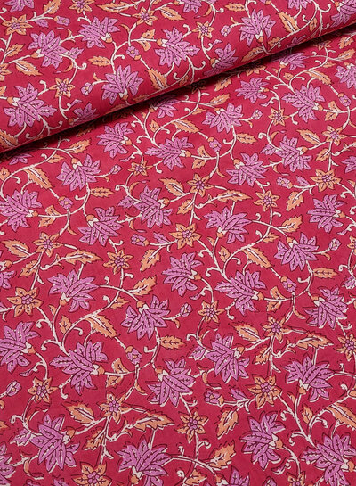 Madeline batik cotton voile - pink flowers