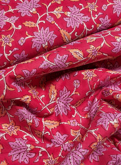 Madeline batik katoen voile - roze bloemen
