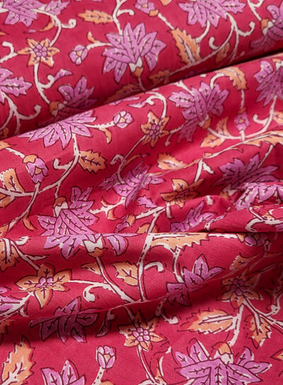 Madeline batik katoen voile - roze bloemen