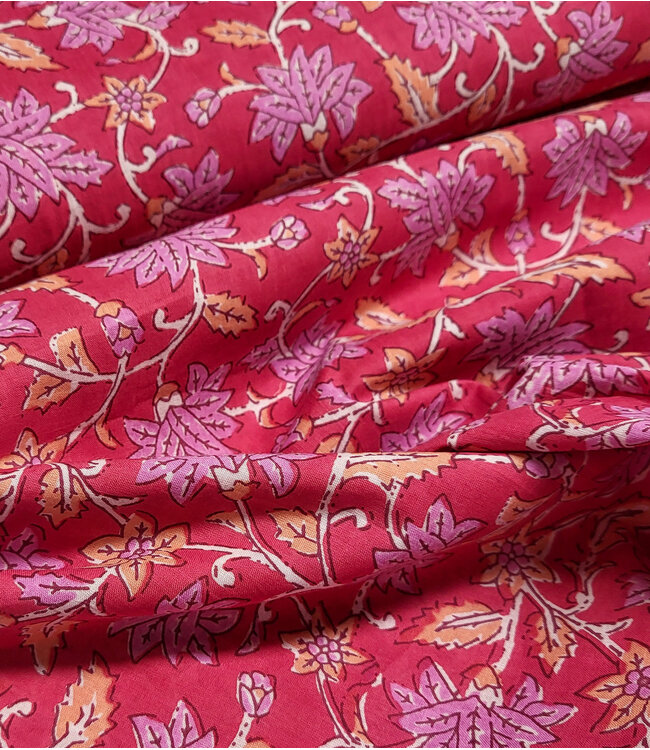 Madeline batik katoen voile - roze bloemen