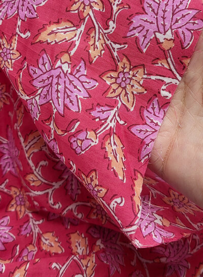 Madeline batik cotton voile - pink flowers