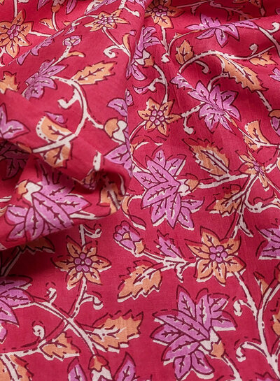 Madeline batik katoen voile - roze bloemen
