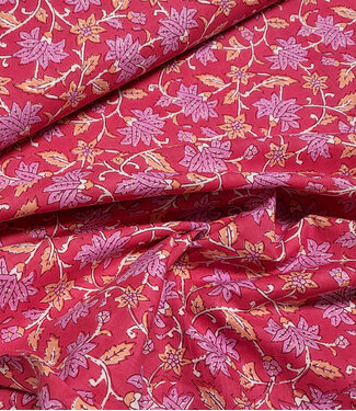Madeline batik katoen voile - roze bloemen