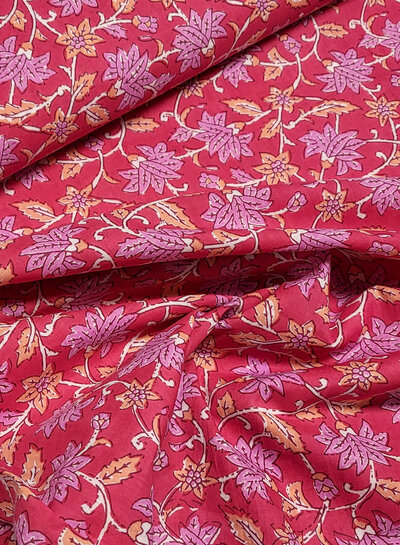 Madeline batik cotton voile - pink flowers