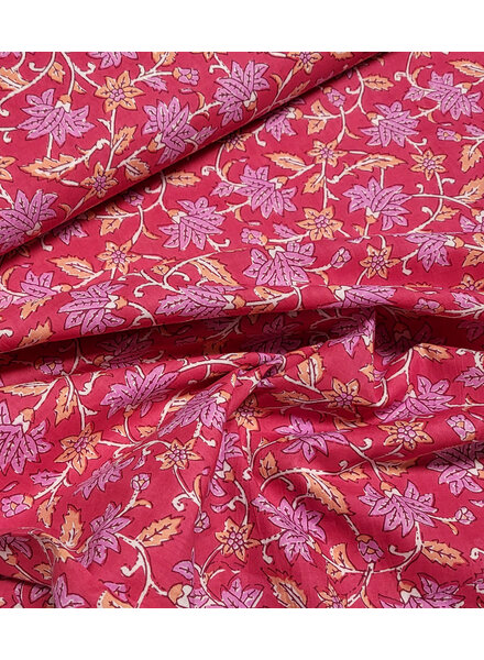 Madeline batik katoen voile - roze bloemen