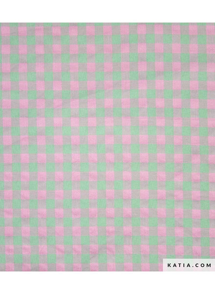 Katia fabrics apple & pink little vichy gingham - seersucker