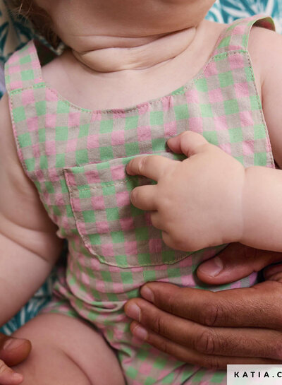 Katia fabrics apple & pink little vichy gingham - seersucker