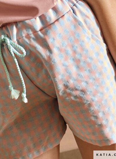 Katia fabrics apple & pink little vichy gingham - seersucker