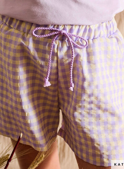 Katia fabrics lilac & corn little vichy gingham - seersucker