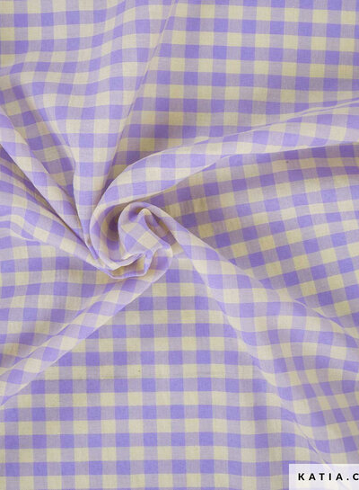 Katia fabrics lilac & corn little vichy gingham - seersucker