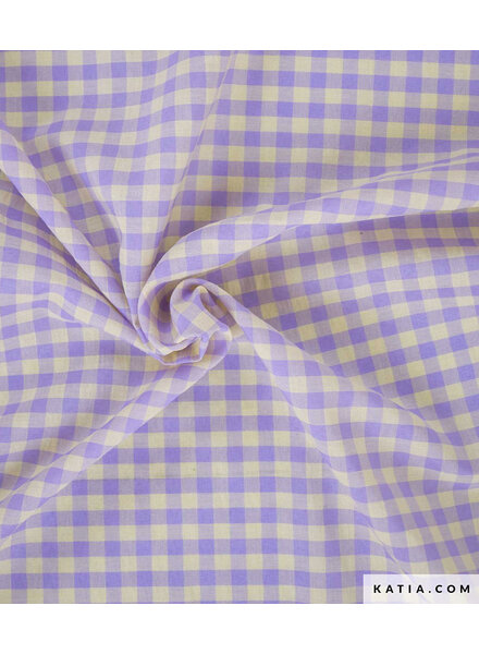 Katia fabrics lilac & corn little vichy gingham - seersucker