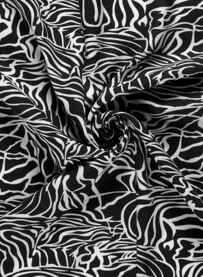 zwart wit leaves - linnen viscose