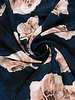 pink flowers on a navy background - satin duchesse