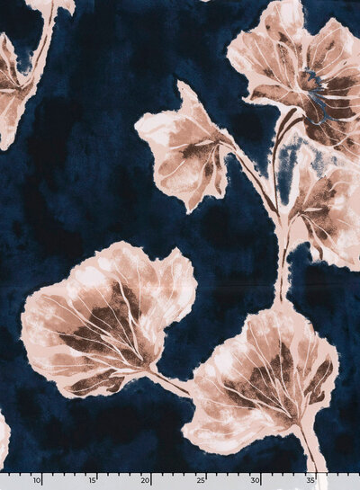 roze bloemen op marine achtergrond - satijn duchesse