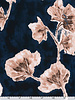 pink flowers on a navy background - satin duchesse