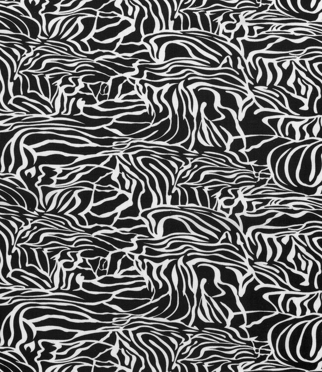 zwart wit leaves - linnen viscose
