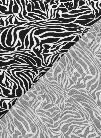 zwart wit leaves - linnen viscose