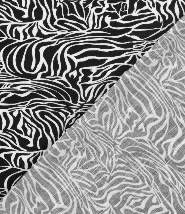 zwart wit leaves - linnen viscose