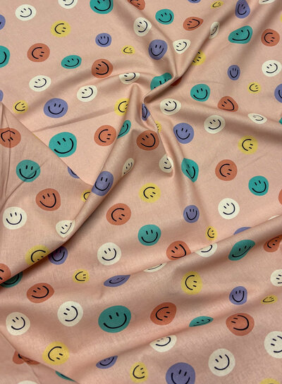 be trendy gekleurde smileys - poplin katoen