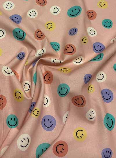 gekleurde smileys - poplin katoen