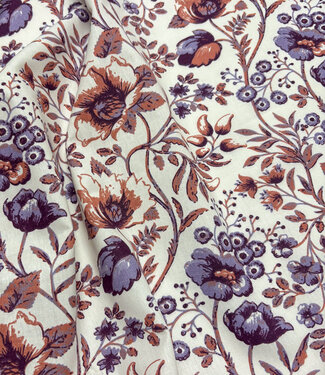 sierlijke paarse bloemen - poplin katoen