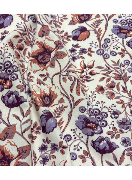 graceful purple flowers - poplin cotton