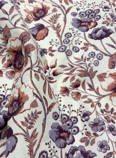 graceful purple flowers - poplin cotton