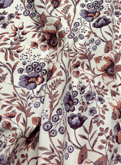 graceful purple flowers - poplin cotton