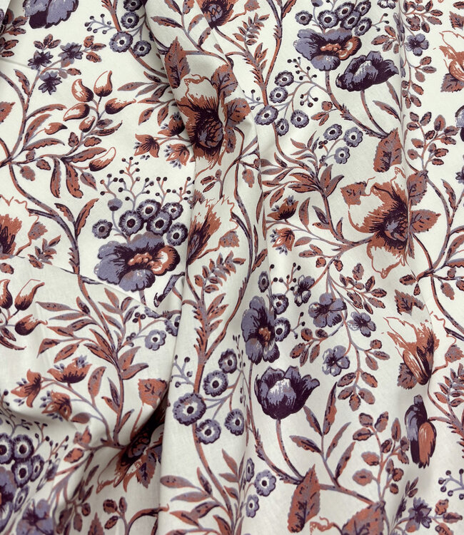 sierlijke paarse bloemen - poplin katoen