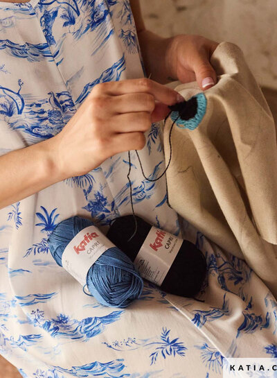 Katia fabrics blue birds sea - rayon viscose