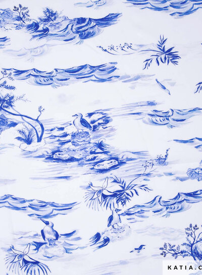 Katia fabrics blue birds sea - rayon viscose
