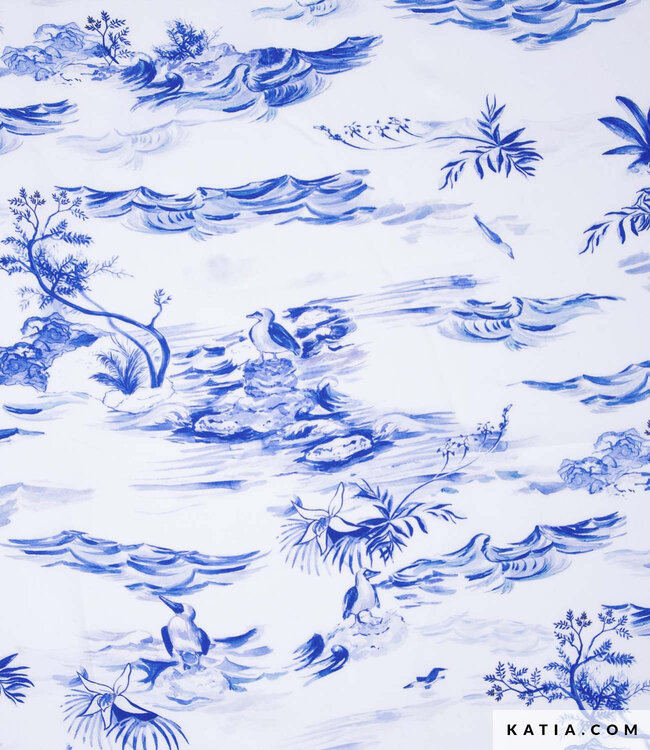 Katia fabrics blue birds sea - rayon  viscose