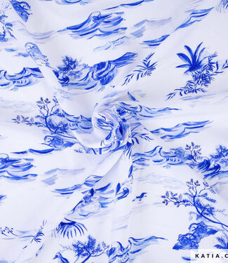 Katia fabrics blue birds sea - rayon viscose