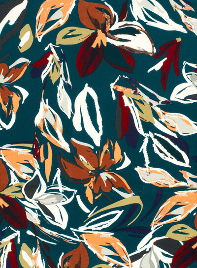 petrol green and beautiful flowers - viscose jersey